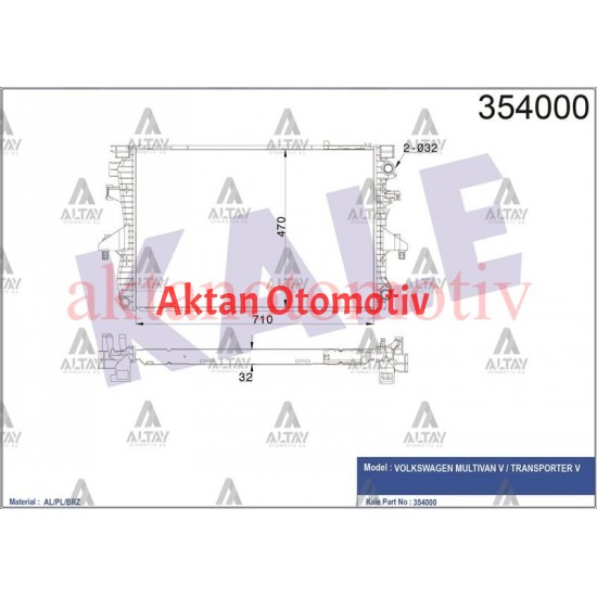RADYATÖR SU TRANSPORTER T5 04-09 AXD-AXE 2.5 TDI BRAZING